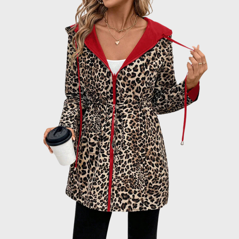 Damsjacka med vändbar design och huva