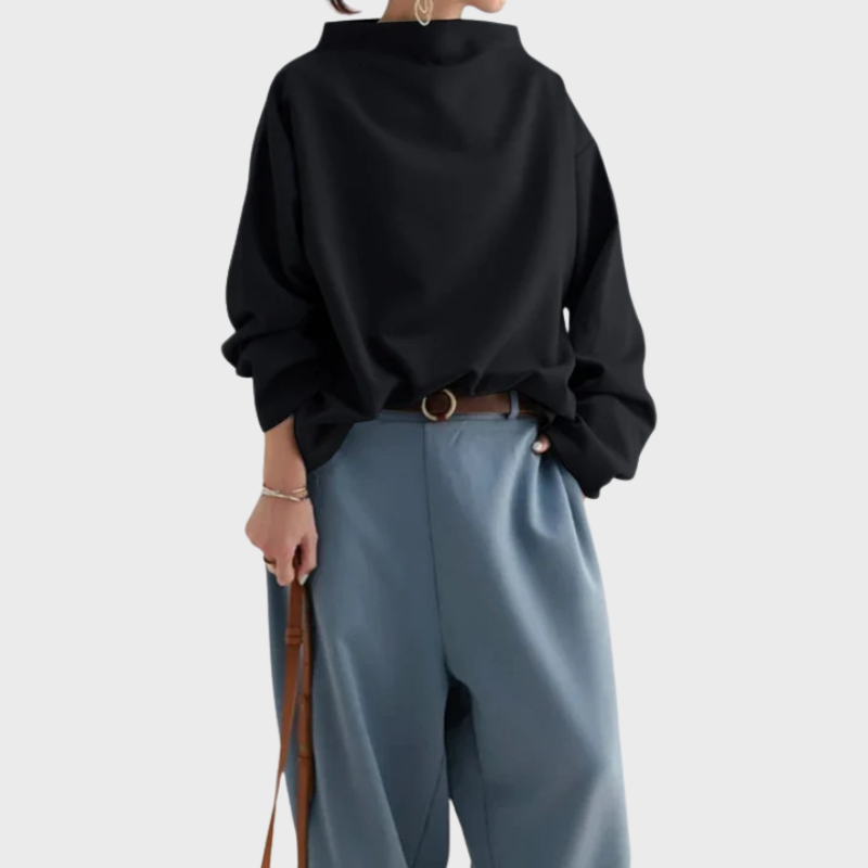 Lös elegant tröja med bred krage kvinnor