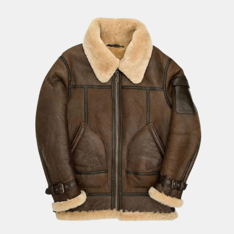 Jacka för herr med fårfoder och dragkedja