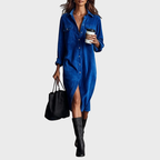 Skjortklänning för dam med knäppning