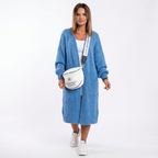 Oversized Stickad Cardigan med Lång Ärm och Öppen Framsida för Dam