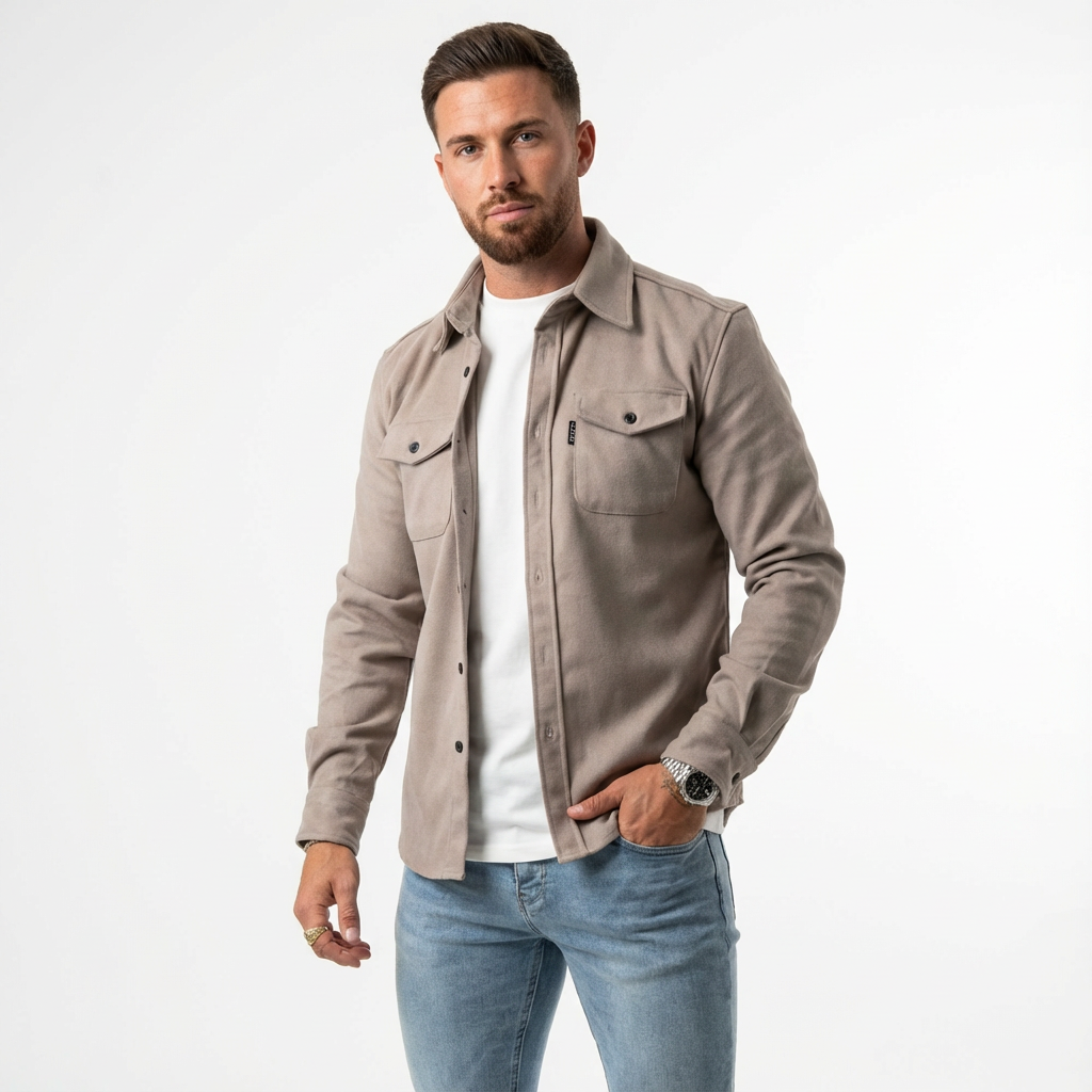 Casual Skjorta med Lång Ärm och Knäppning för Herr