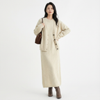 Tvådelat Stickat Klänning Set med Knappdetalj för Dam