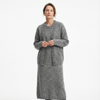 Tvådelat Stickat Klänning Set med Knappdetalj för Dam