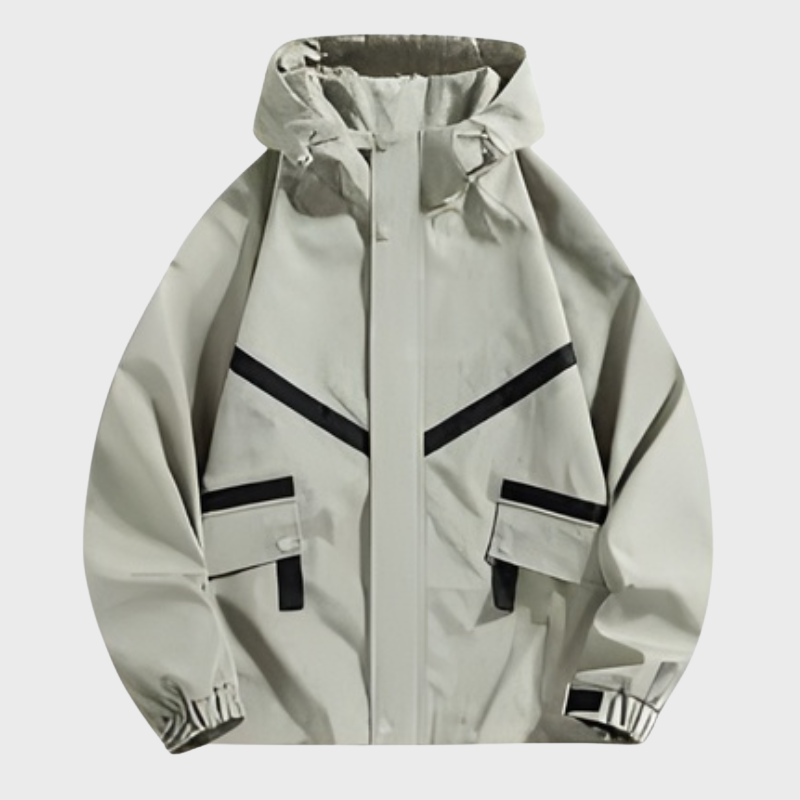 Damjacka med huva och långa ärmar