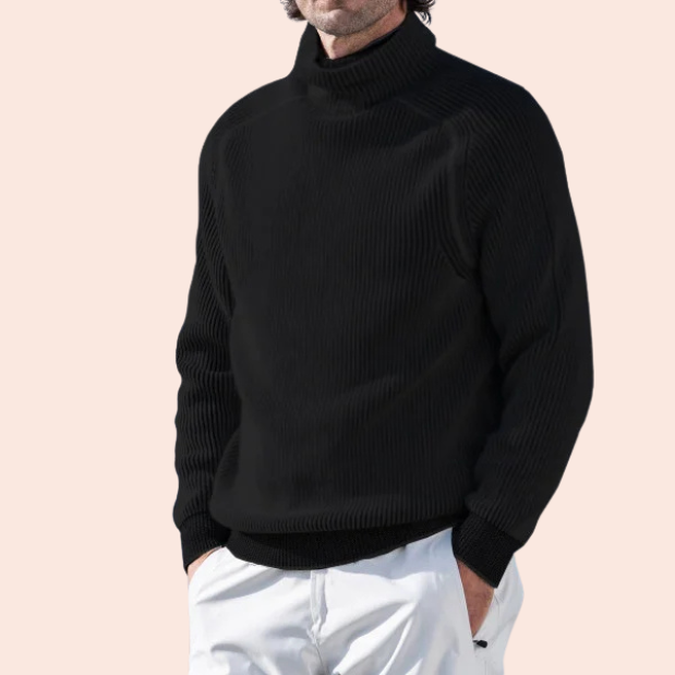 Herrtröja med polokrage och ribbad struktur