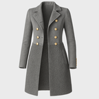 Dammantel med dubbelknäppning och teddy-detaljer