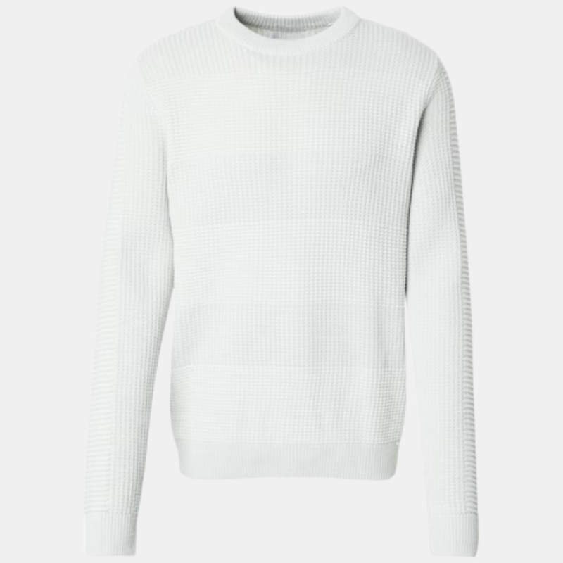 Stickad herrtröja med rund hals