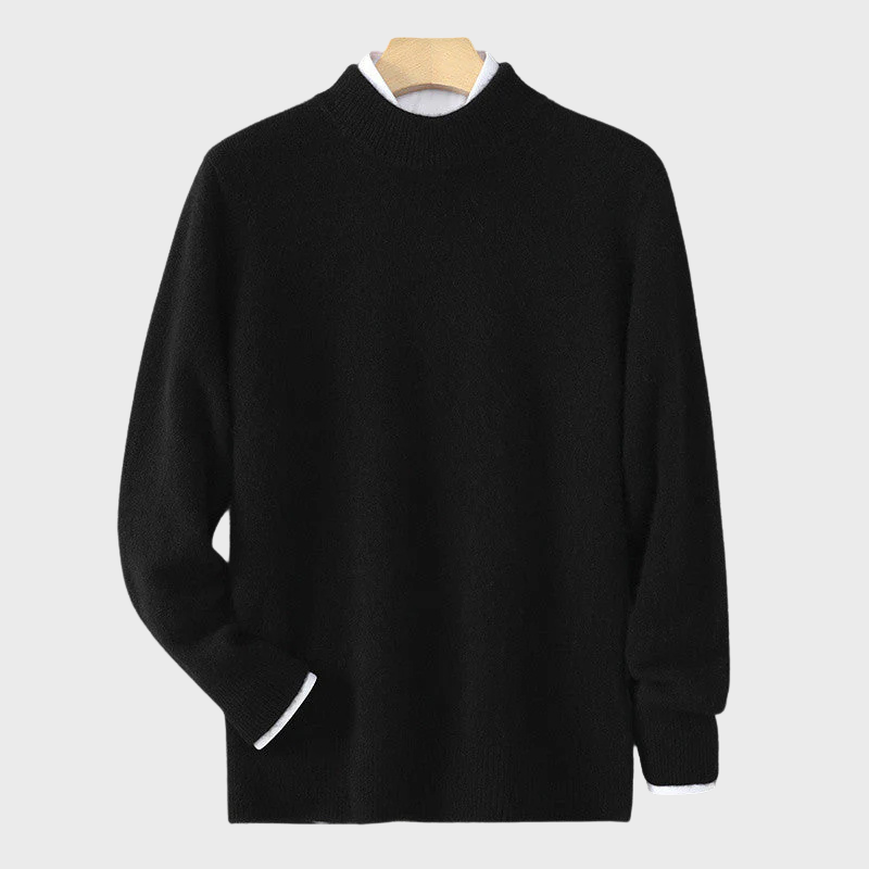 Damtröja med hög ribbad krage och mjuk passform