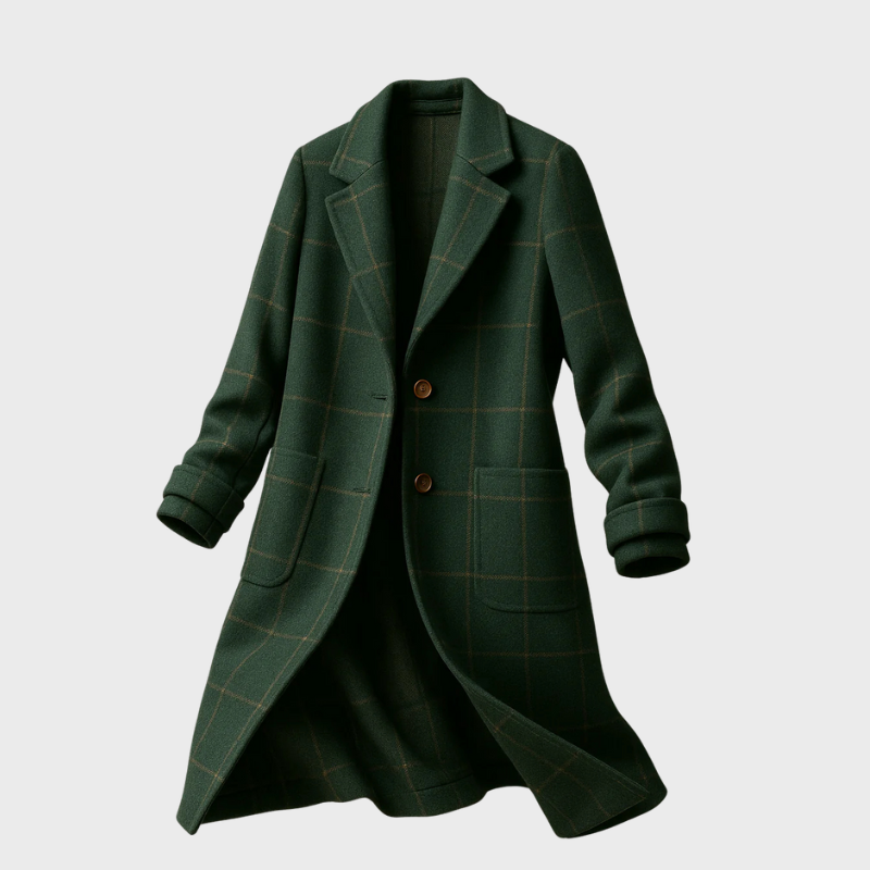 Rutig damkappa i klassisk lång modell