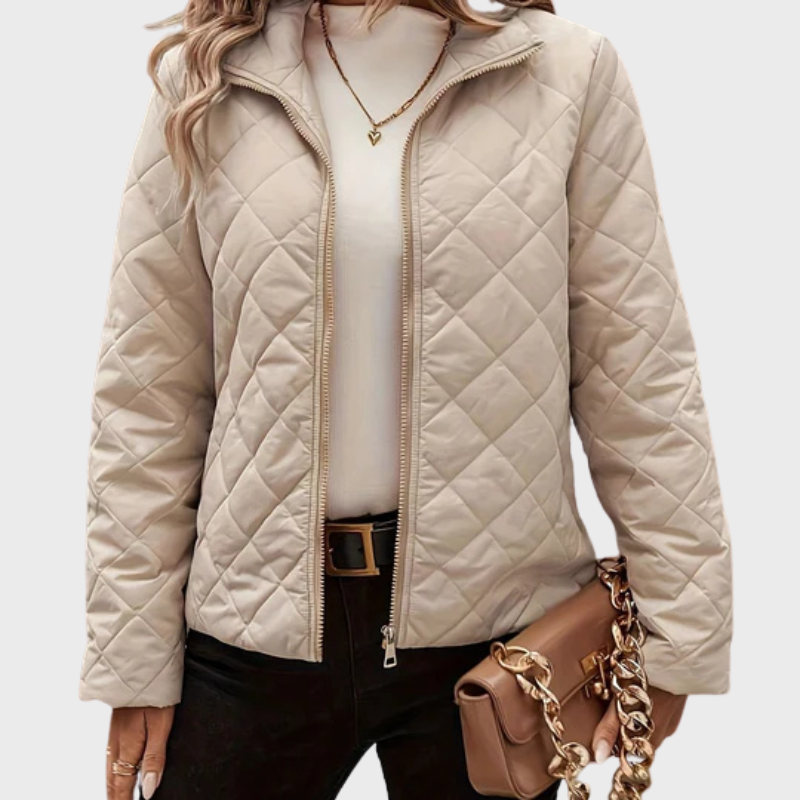 Quiltad damjacka med dragkedja framtill