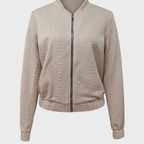 Damjacka med stickat mönster och dragkedja