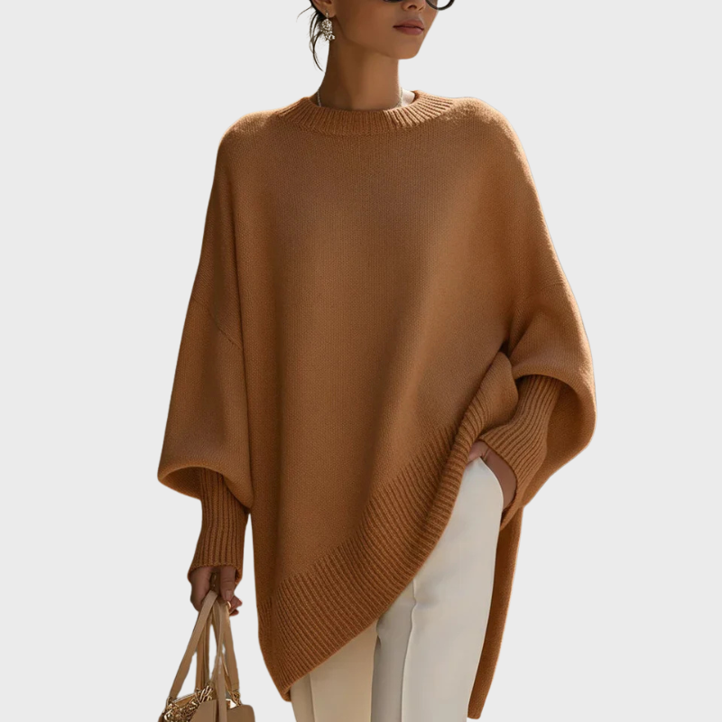 Asymmetrisk oversized stickad tröja kvinnor