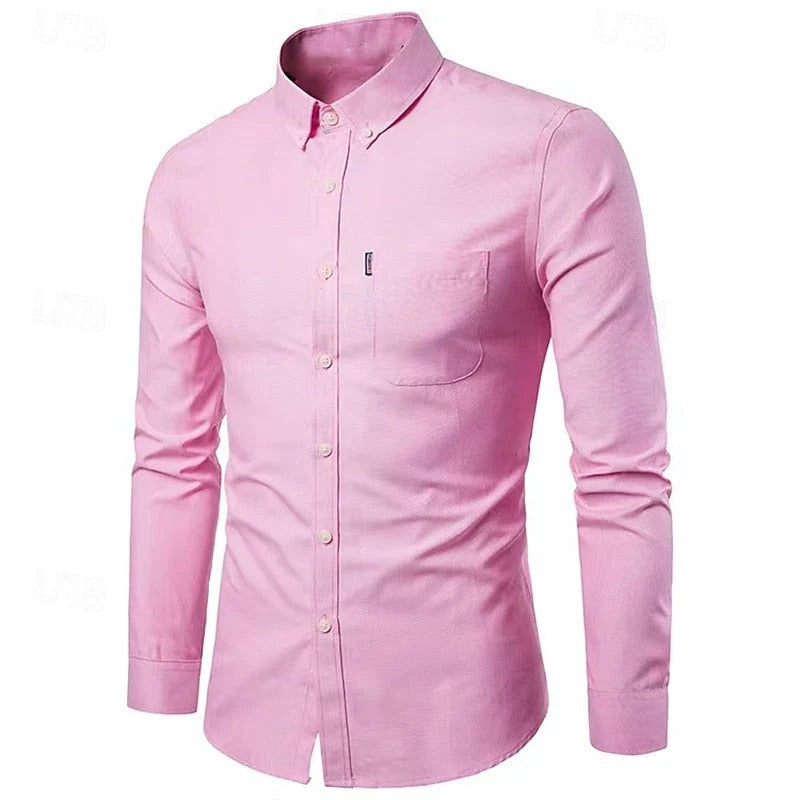 Herrskjorta i slim fit med button-down krage och lång ärm