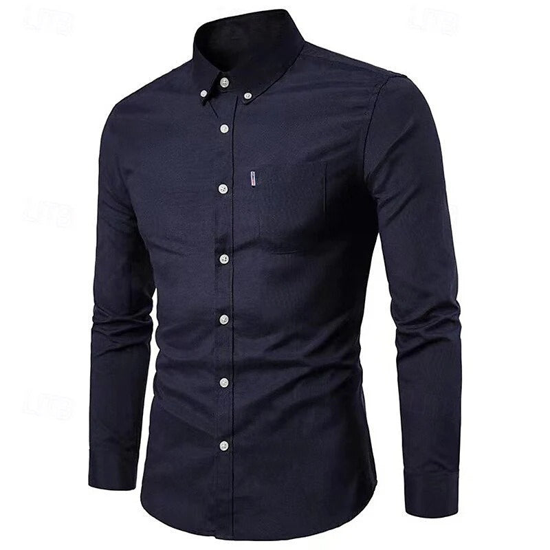 Herrskjorta i slim fit med button-down krage och lång ärm