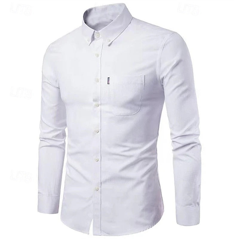 Herrskjorta i slim fit med button-down krage och lång ärm